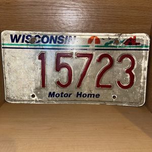 Vintage Wisconsin America’s Dairyland Motor Home License Plate 15723 Original RV